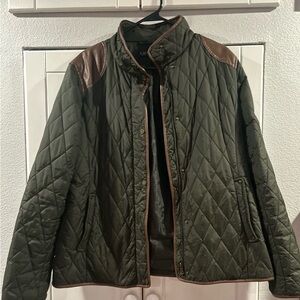 Ralph Lauren quilted Green and Brown leather patches Lightweight Jacket